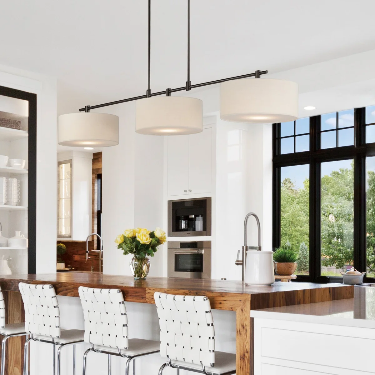 Bongo 3-Light Pendant, Natural Aged Brass, Oil Rubbed Bronze or Satin Nickel Finish - Image 2