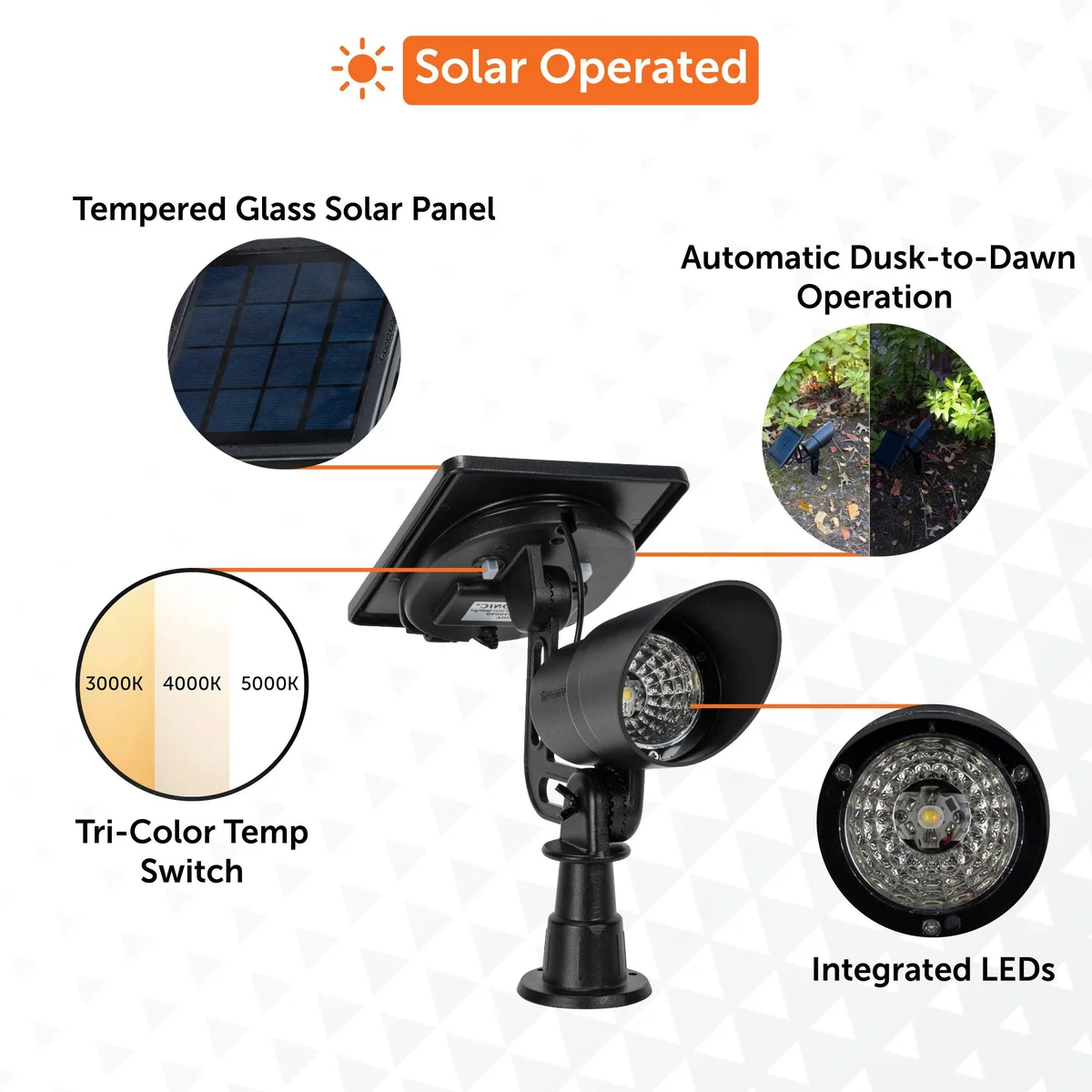 Tri-Color Progressive Outdoor Solar LED Spotlight - Image 3