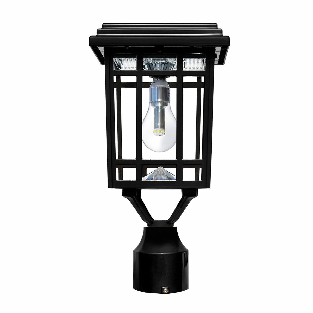 Prairie Bulb Solar Lamp w/GS Light Bulb, 50 Lumens, 3.6V, 1.3 Watts, 2700 CCT, Black Finish, Post, Flat or Wall Mount