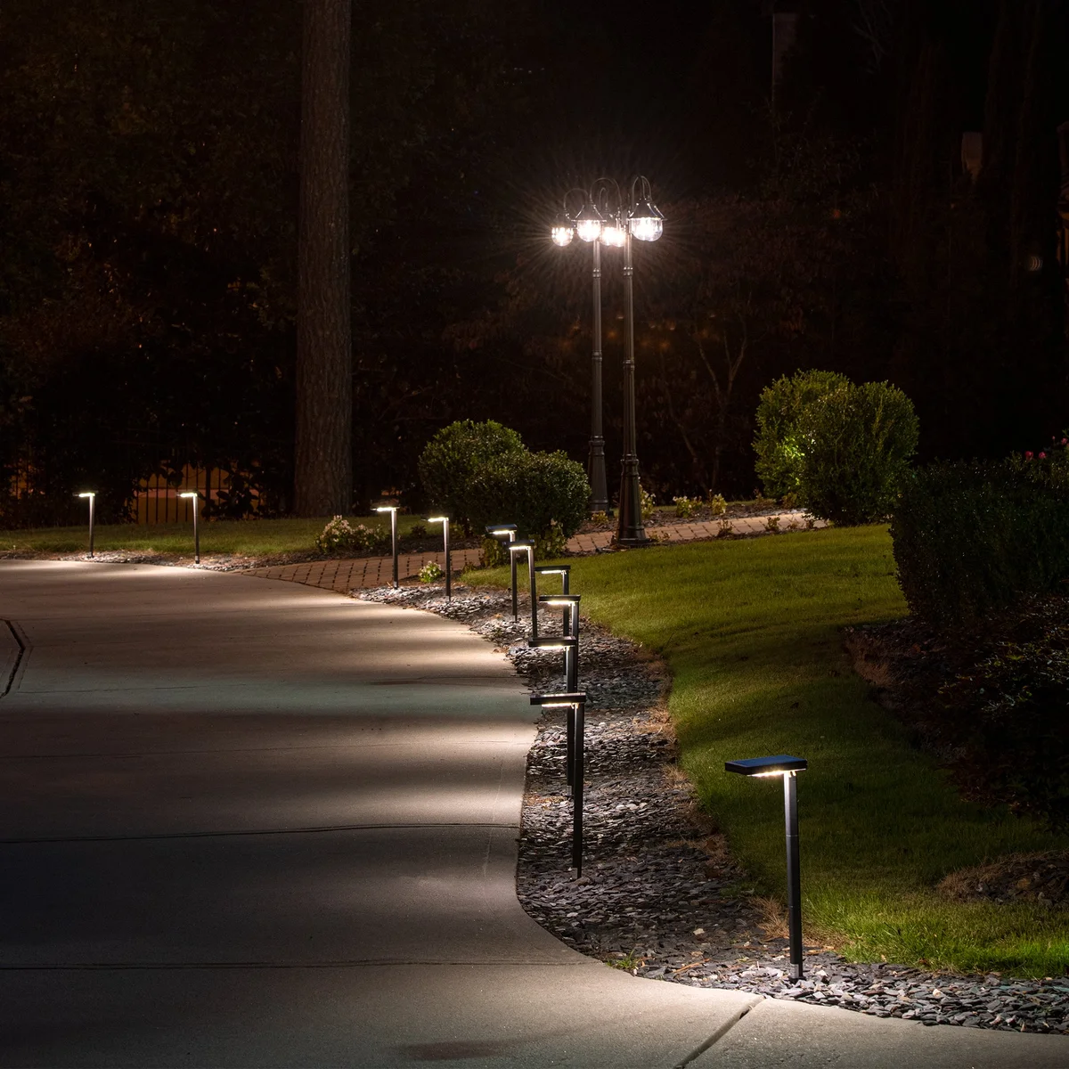 Contemporary Square Solar Path Light - Black 2 PK - Image 2