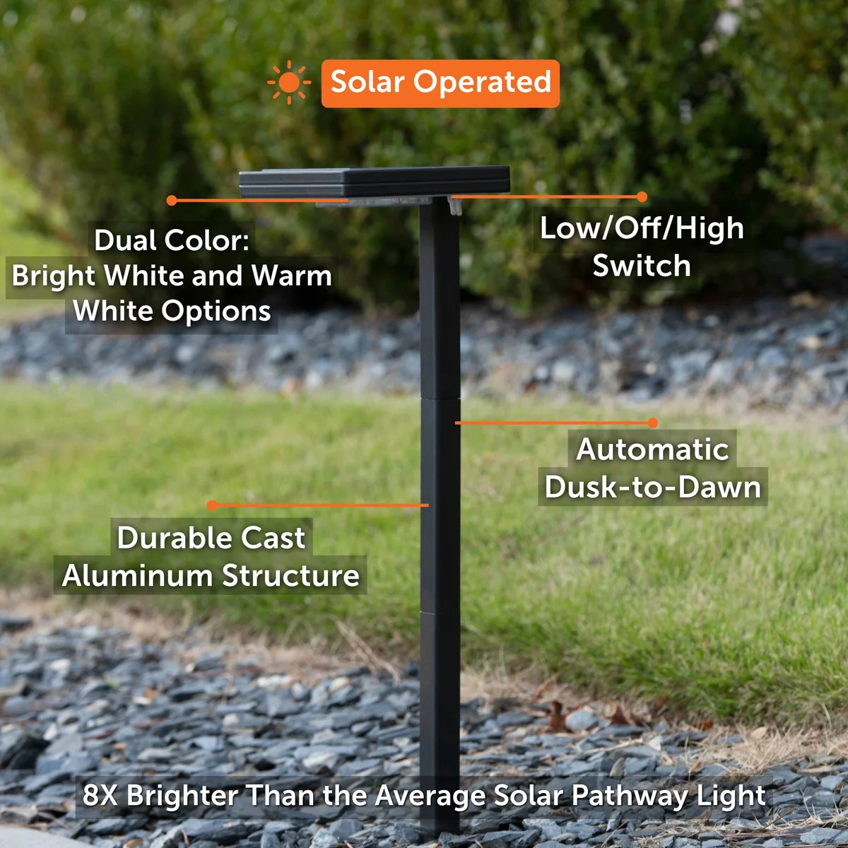 Contemporary Square Solar Path Light - Black 2 PK - Image 4