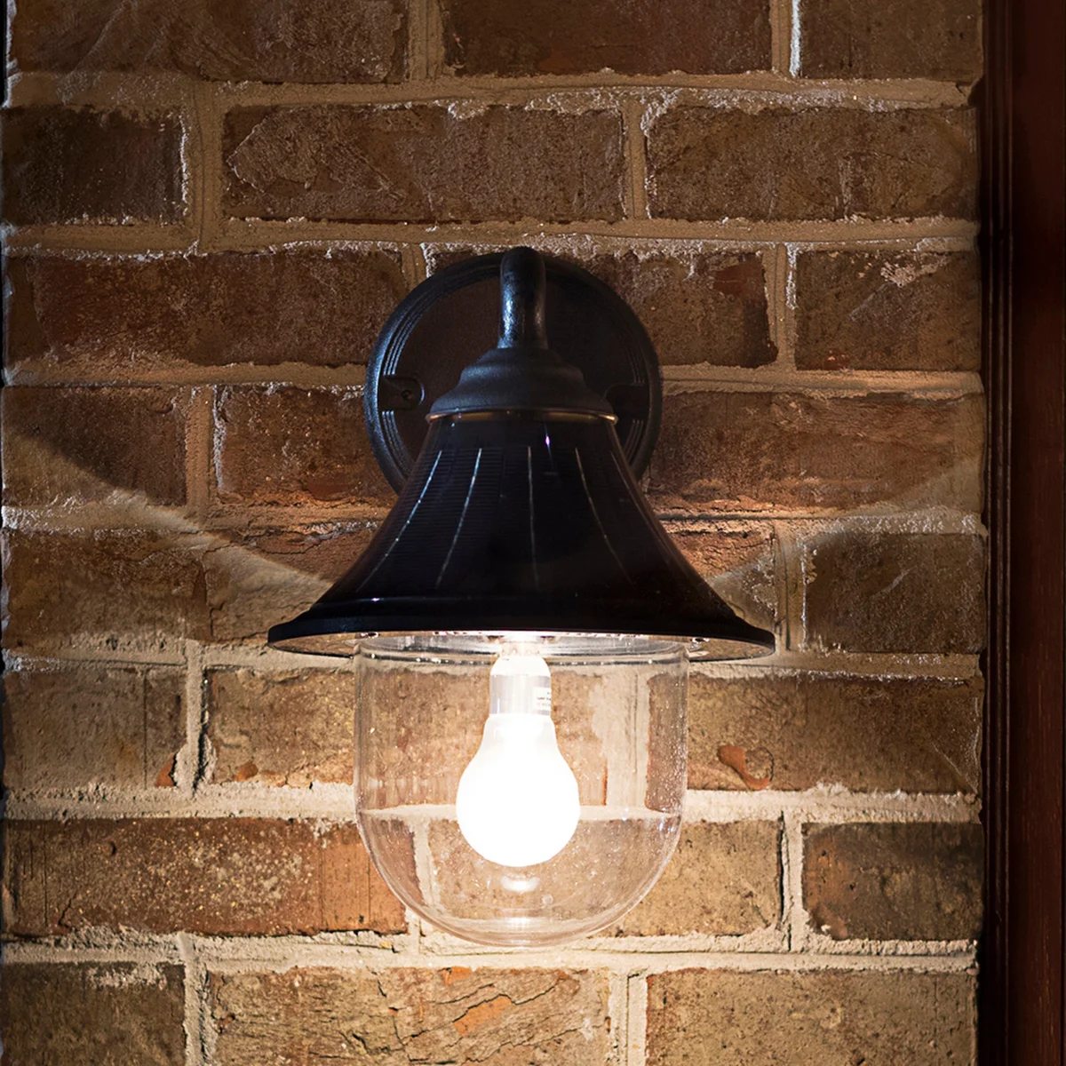 Orion 1-Light Solar Outdoor Wall Sconce, 150 Lumens, 4W, 3.2V, 2700K, Black Finish - Image 5