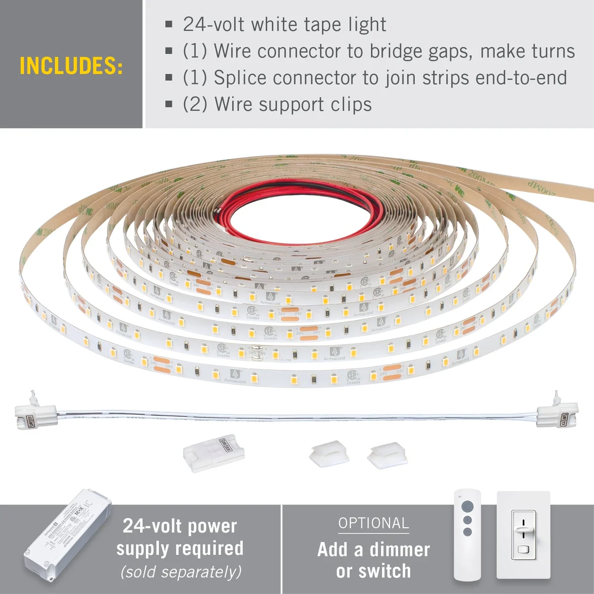RibbonFlex Pro 24V White LED Strip Light Tape 60 LED/m, 16ft or 32 ft, 2700K, 3000K, or 4000K - Image 2
