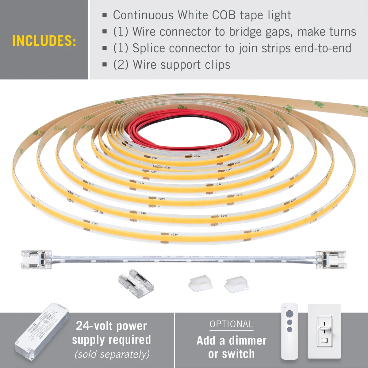 RibbonFlex Pro White COB LED Strip Light Tape, 24V, 4200 Lumens, 60W, 2700K - Image 2