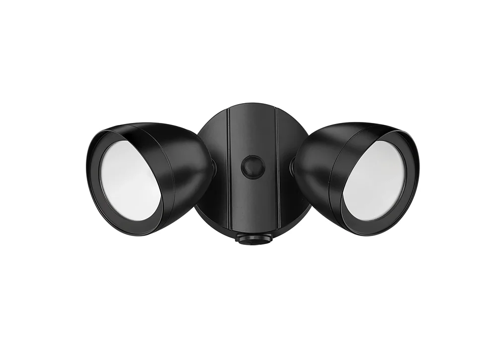 Security Flood Light, Twin Adjustable Heads 1400 Lumens, 3000K, 120V, Black or White Finish - Image 2