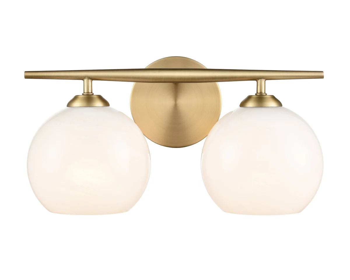 2 Light Vanity, Kimorra Collection, Matte Black or Vintage Brass Finish - Image 2