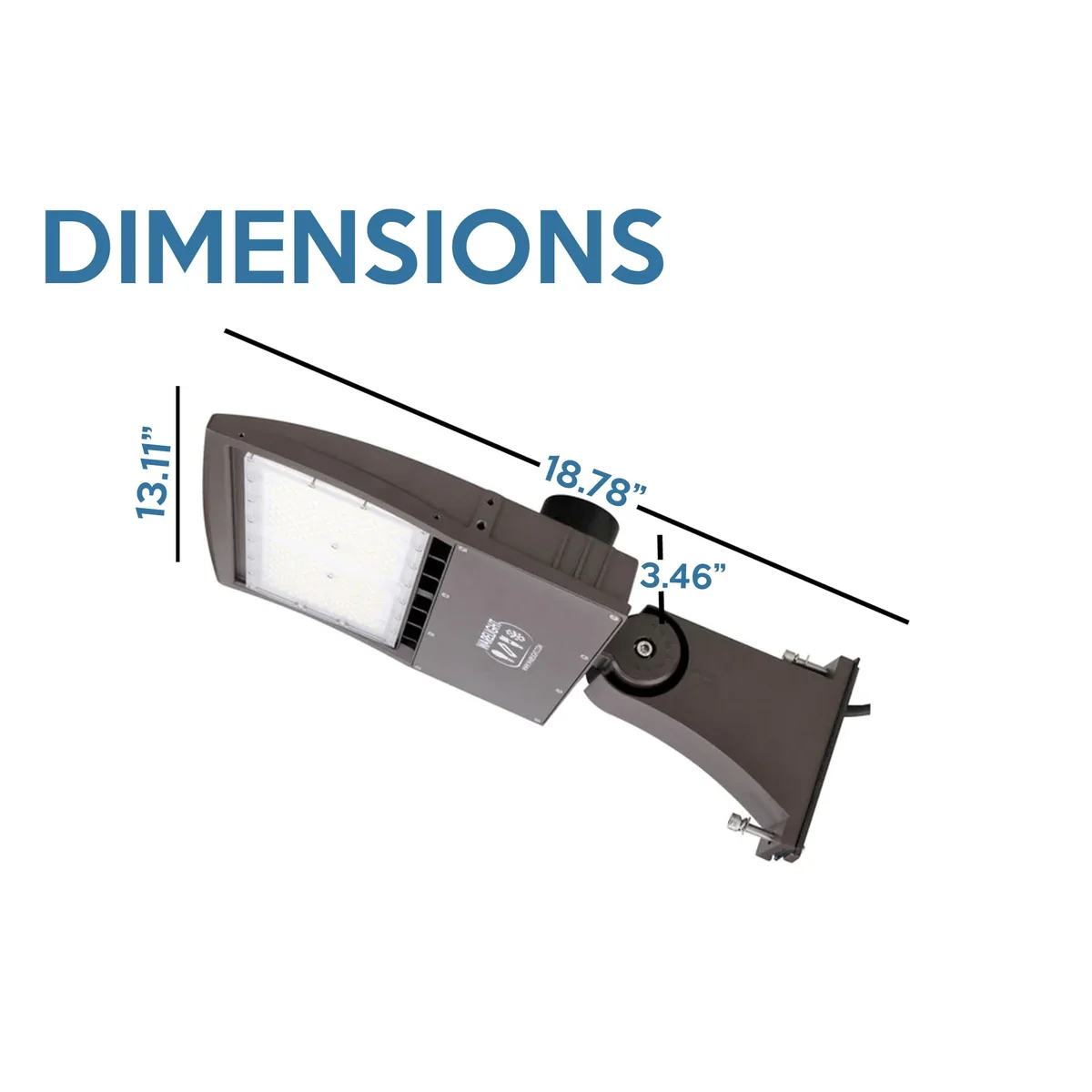 20 ft 4 Inch Square Area Lighting Pole With Triple Head LED 150W Slim Line Fixture (400W+ MH or HID Equivalent) and Bullhorn with 3 Tenons - Image 9