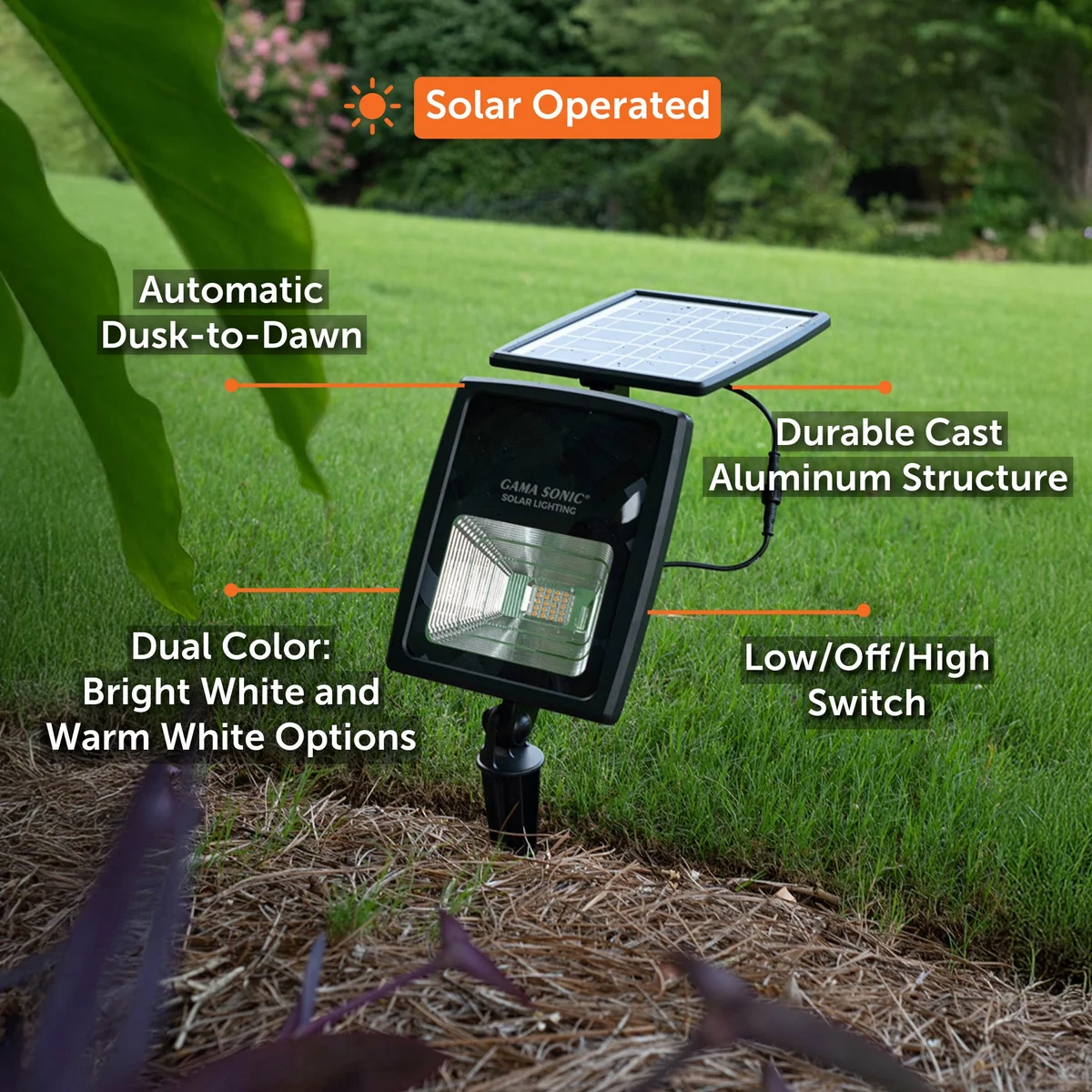 Dual Color Solar Flood Light, 2700K and 6000K - Image 5