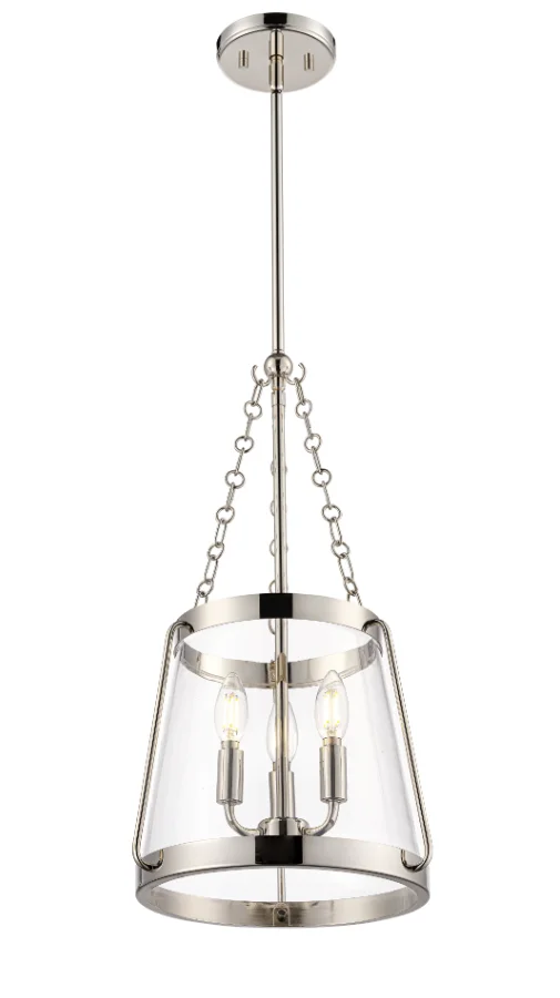 Adabella 11.75" 3-Light Pendant - Matte Black, Polished Nickel, or Vintage Brass - Image 3