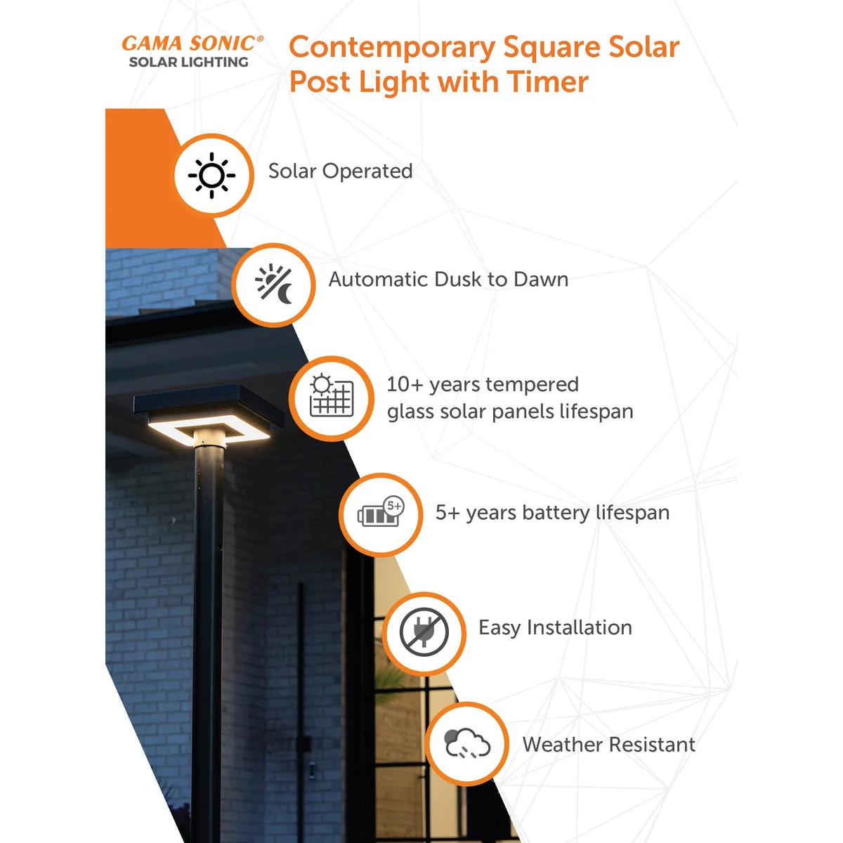 Contemporary Square Solar Post Light - Image 2