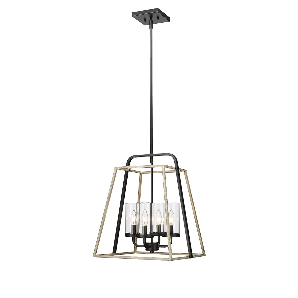 Millennium Lighting 4 Light Pendant, Bonnie Collection, Matte Black/Grey Wood - Image 3