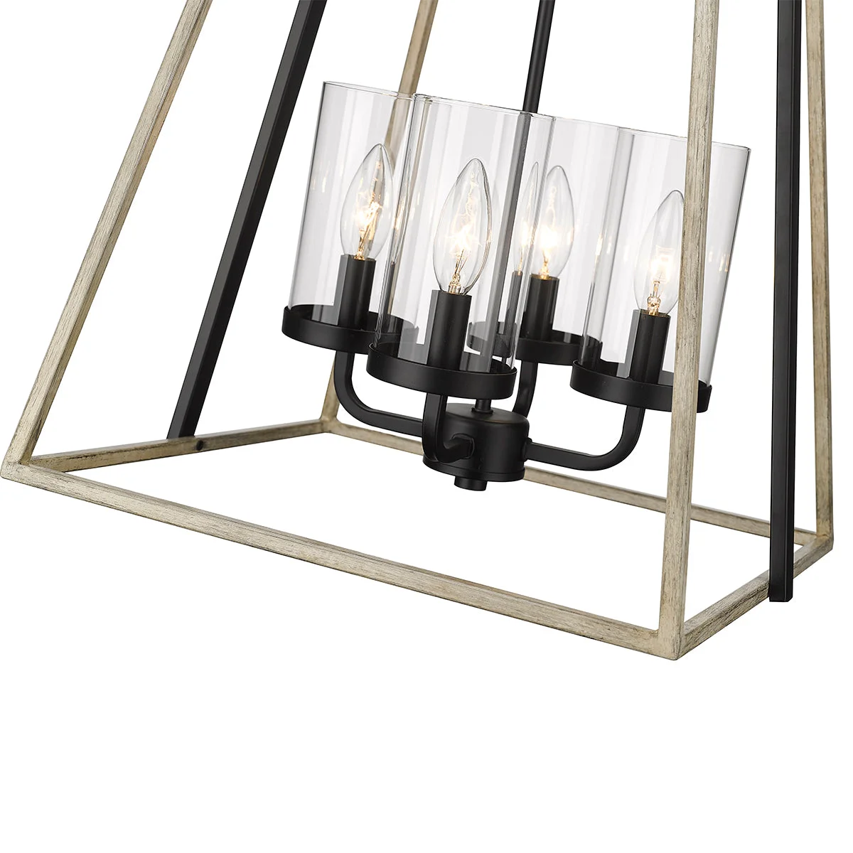 Millennium Lighting 4 Light Pendant, Bonnie Collection, Matte Black/Grey Wood - Image 4