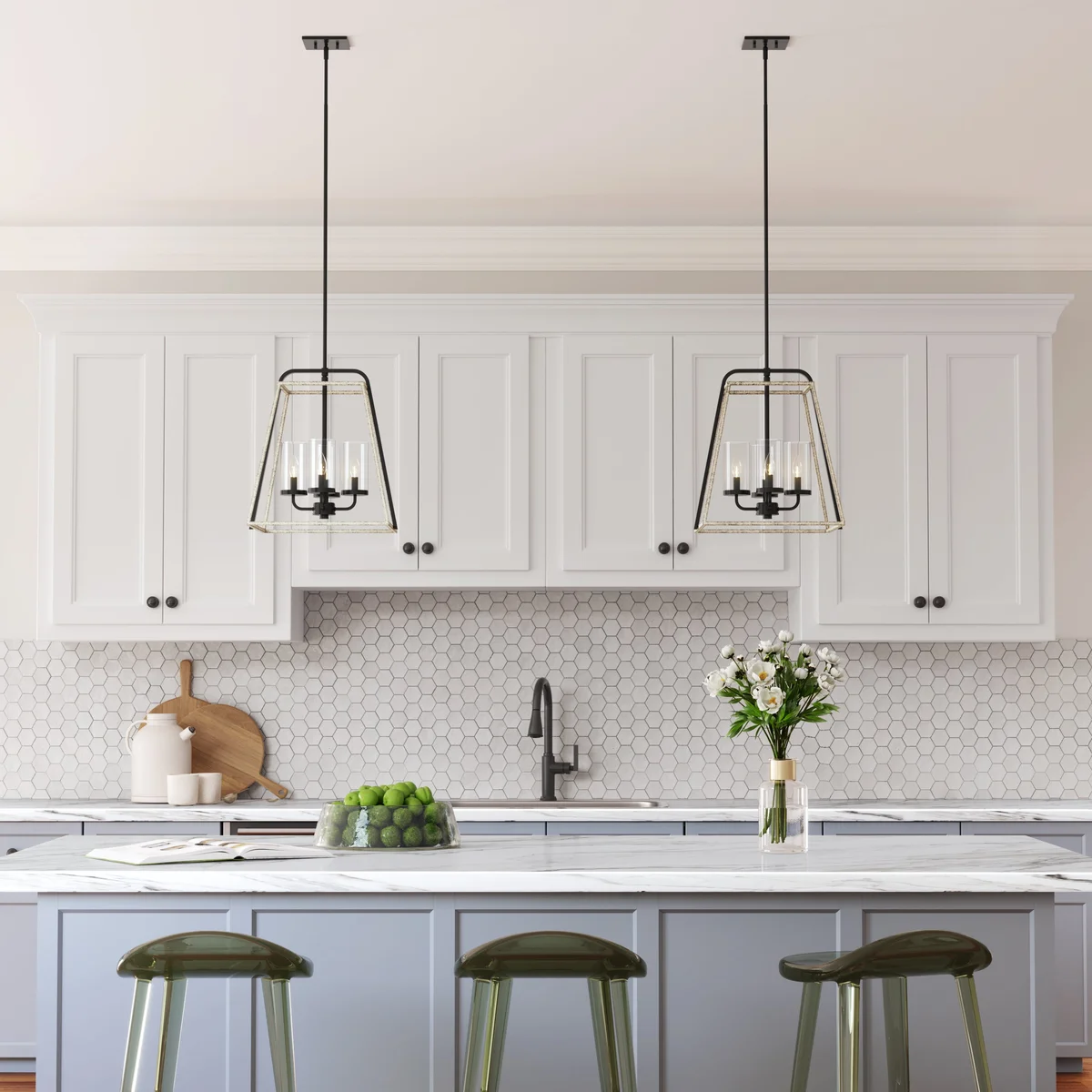 Millennium Lighting 4 Light Pendant, Bonnie Collection, Matte Black/Grey Wood - Image 5