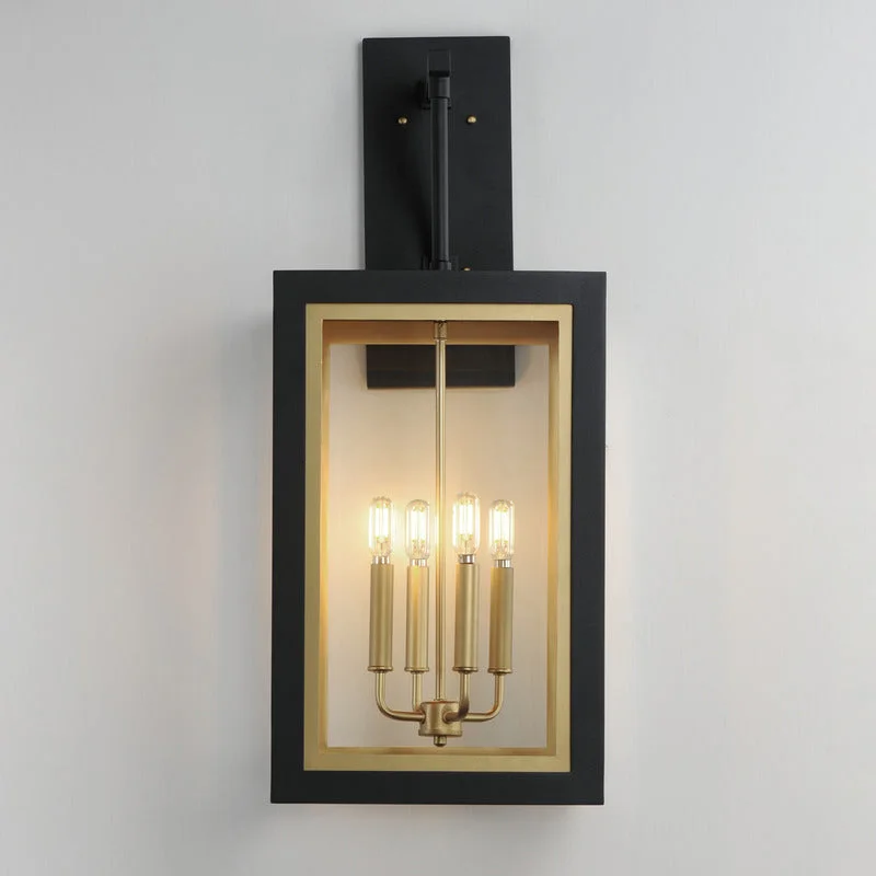 Neoclass 4-Light Outdoor Wall Sconce, Black / Gold or White / Gold - Image 3