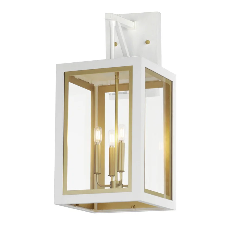 Neoclass 4-Light Outdoor Wall Sconce, Black / Gold or White / Gold - Image 7