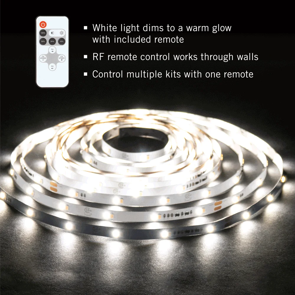 RibbonFlex Home Dim-to-Warm LED Tape Light Kit with Remote, 16 ft. (5m), 1800K-3000K, 120V - Image 2