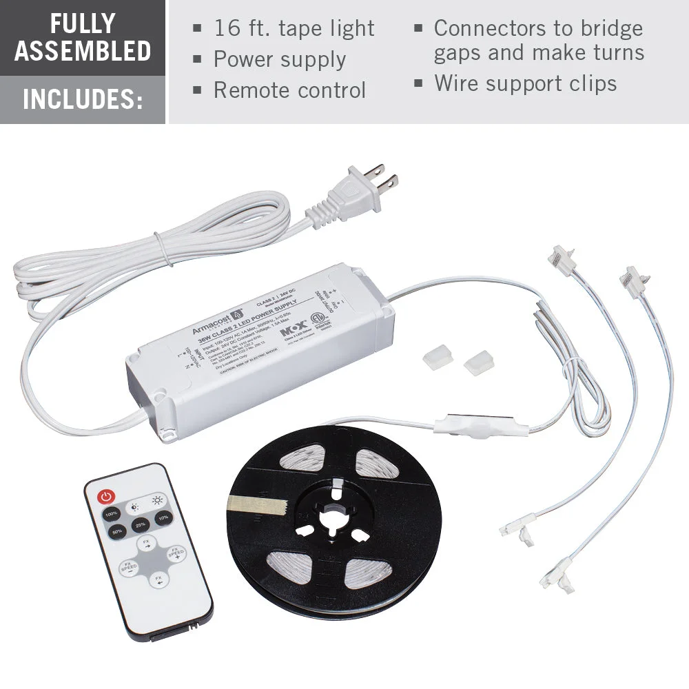 RibbonFlex Home Dim-to-Warm LED Tape Light Kit with Remote, 16 ft. (5m), 1800K-3000K, 120V - Image 3