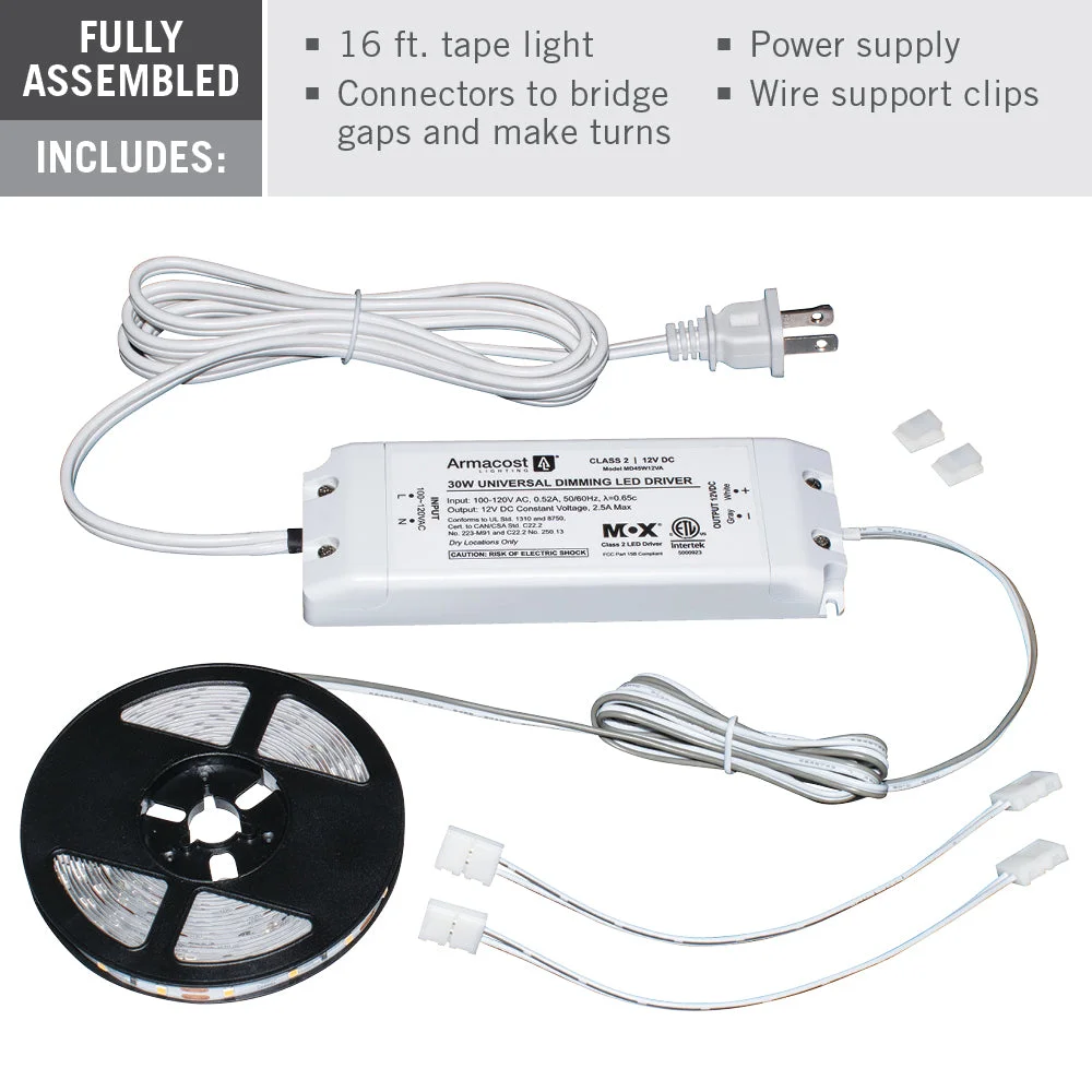 RibbonFlex Home AC Dimmable Warm White LED Tape Light Kit, 16 ft. (5m), 2700K, 3000K or 4000K, 120V - Image 3