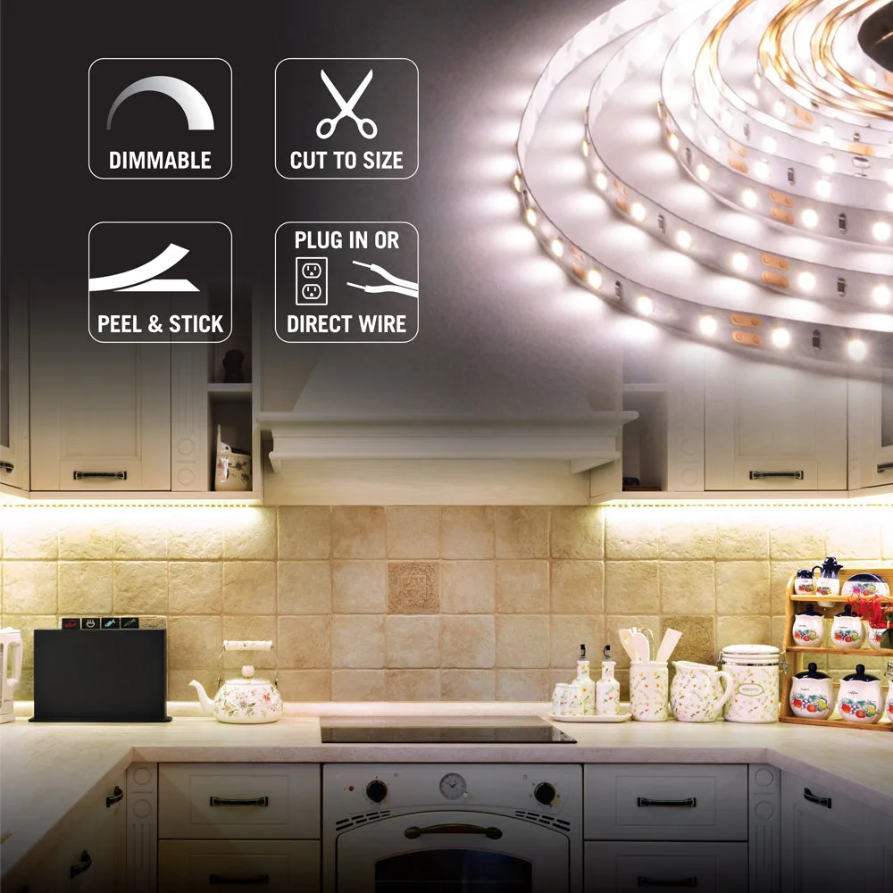 RibbonFlex Home AC Dimmable Warm White LED Tape Light Kit, 16 ft. (5m), 2700K, 3000K or 4000K, 120V - Image 4