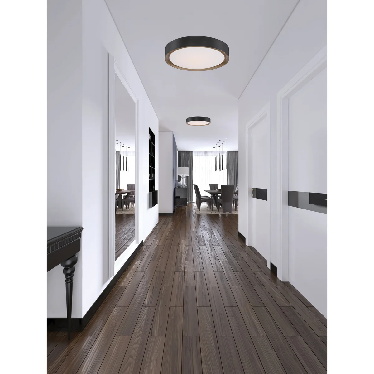 20" LED Flush Mount Ceiling Light, 2400 Lumens, 24W, 3000K, 120V, Matte Black Finish, Malaga Collection - Image 2