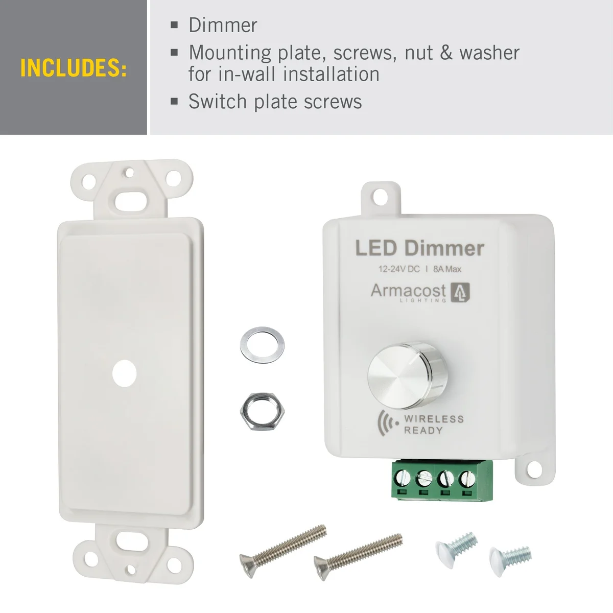 Rotary Knob LED Strip Light Dimmer, 12V or 24V - Image 2