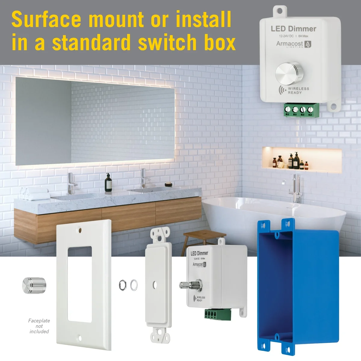 Rotary Knob LED Strip Light Dimmer, 12V or 24V - Image 4