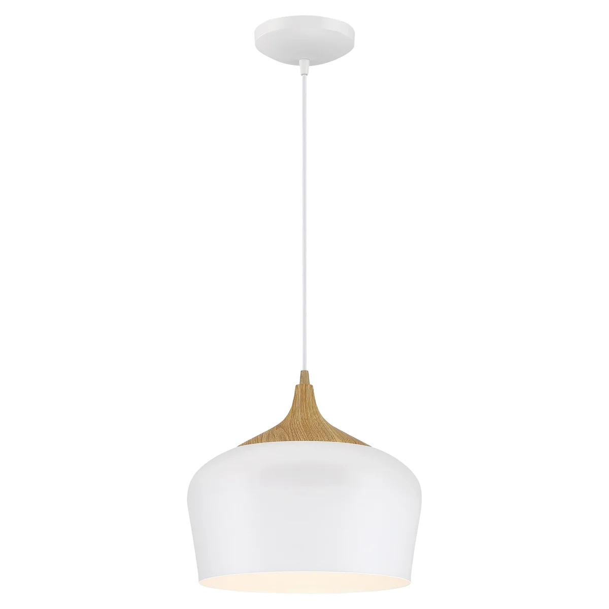 LED Pendant Light, 10W, 120V, White with Wood Grain Finish, Blend Collection - Image 2