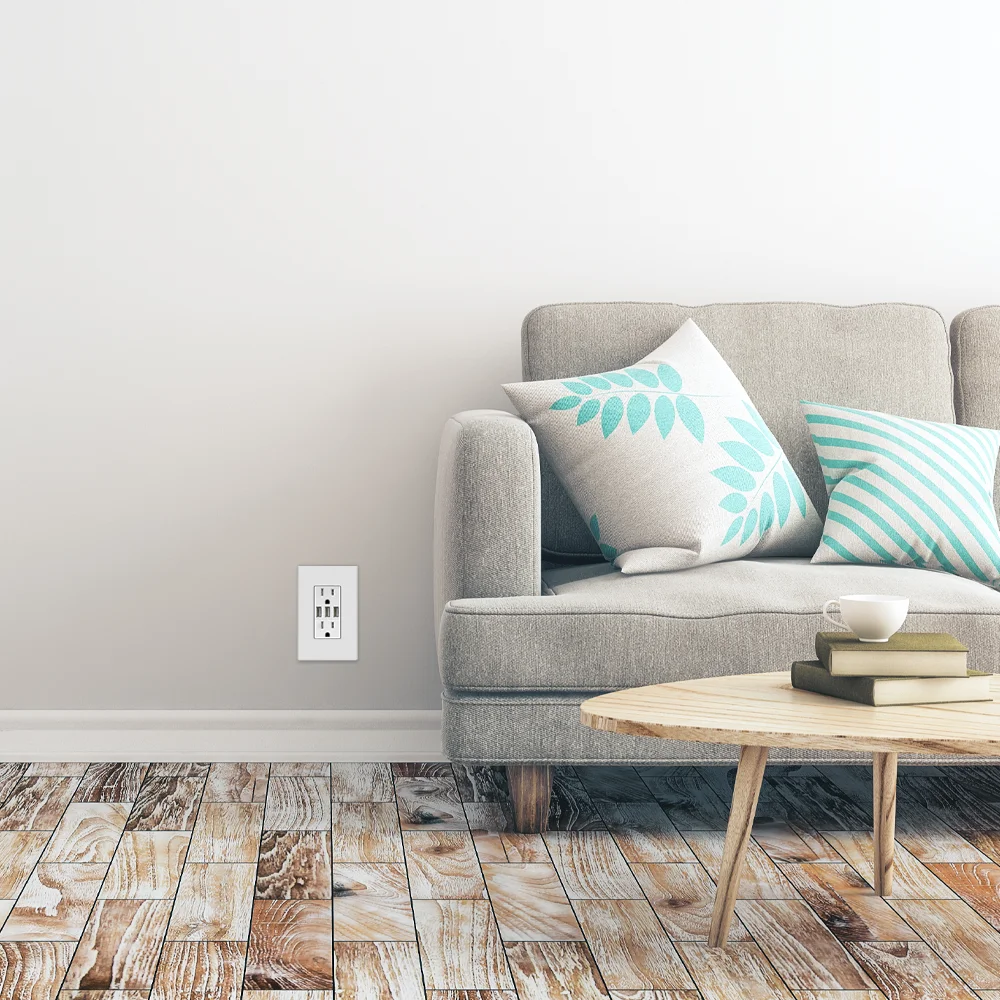5.8A Three USB Type A Wall Outlet Charger with Single 20A Tamper-Resistant Receptacle - Image 2
