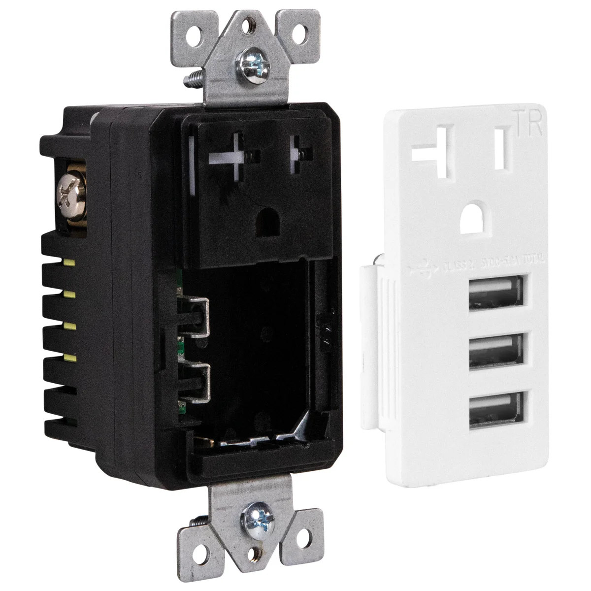 5.8A Three USB Type A Wall Outlet Charger with Single 20A Tamper-Resistant Receptacle - Image 4