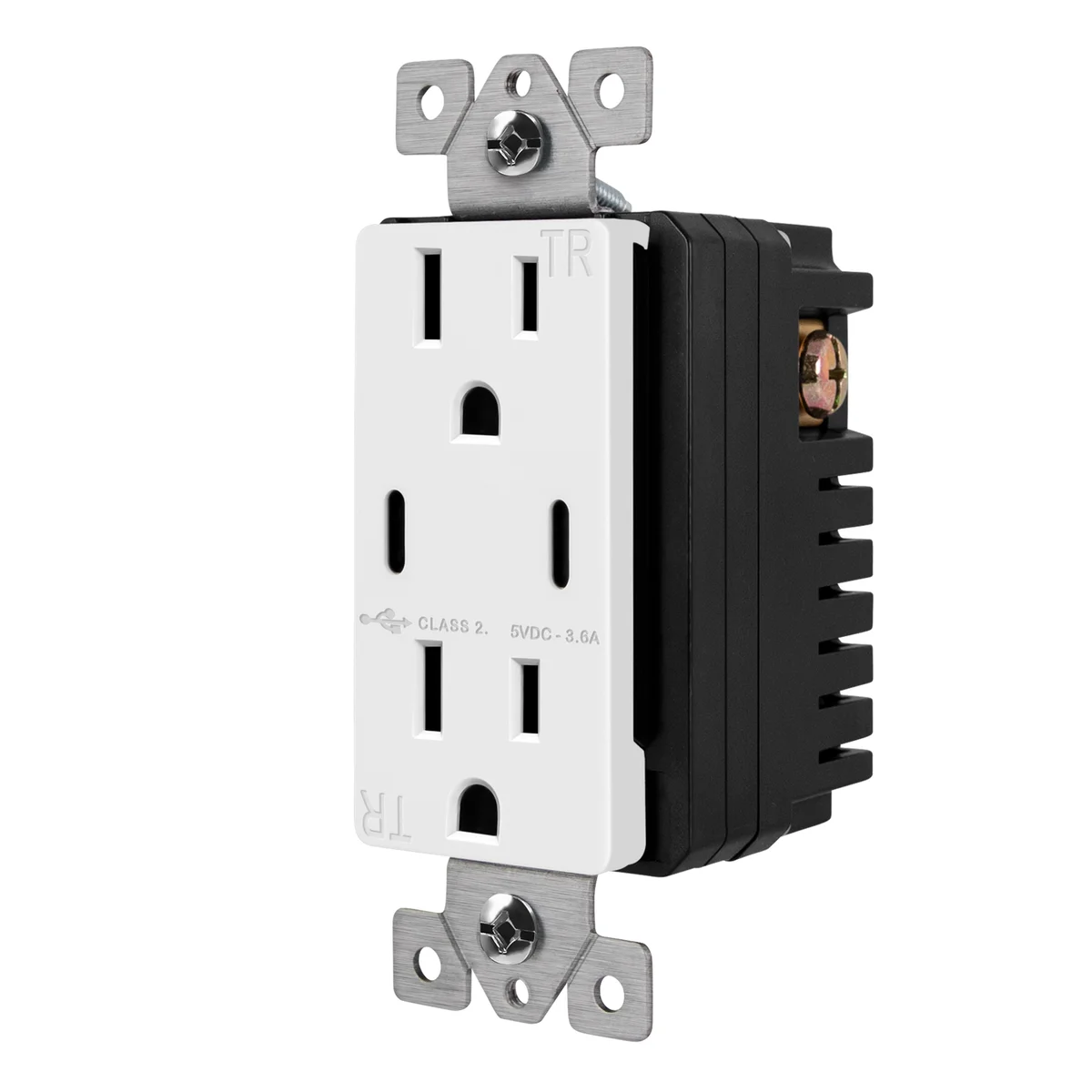 3.6A Dual USB Type C Wall Outlet Charger with 15A Tamper-Resistant Receptacle - Image 5