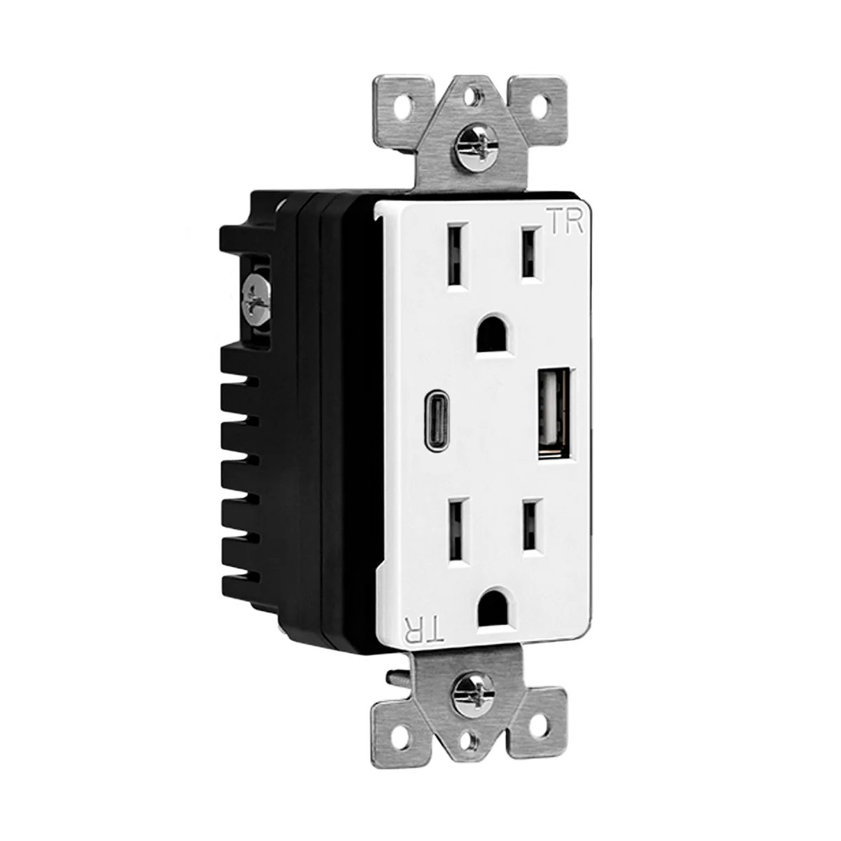 5.8A USB Type A/Type-C Wall Outlet Charger with 15A Tamper-Resistant Receptacle - Image 2