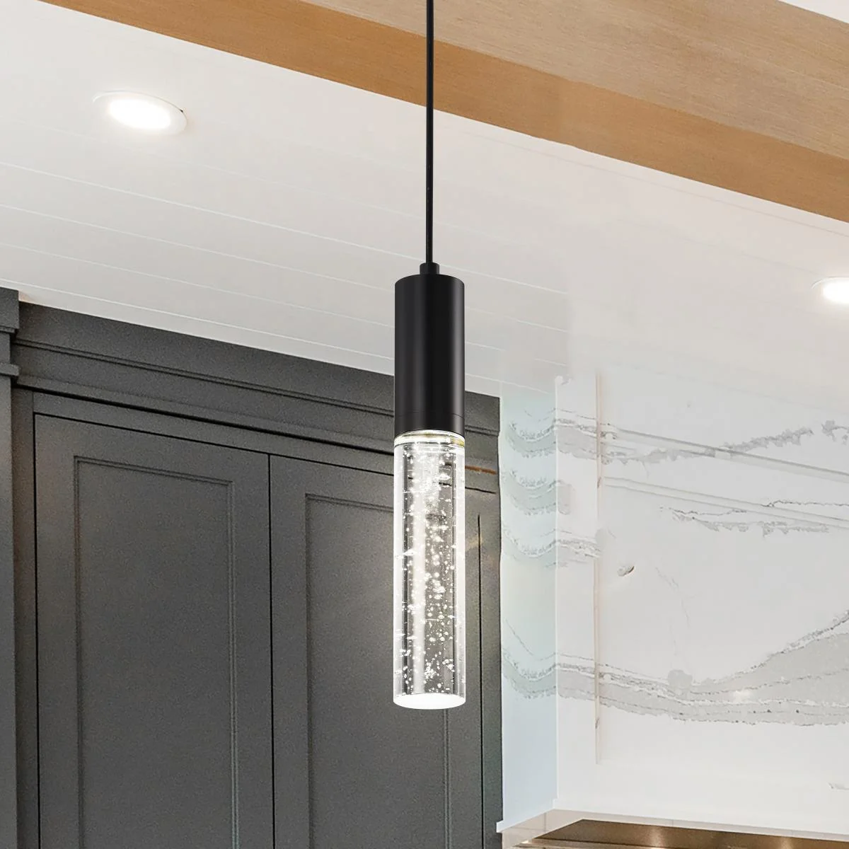 Lacey; 2 Inch LED Mini Pendant; RGB/TW; Starfish Enabled; Matte Black with K9 Bubble Crystal - Image 3