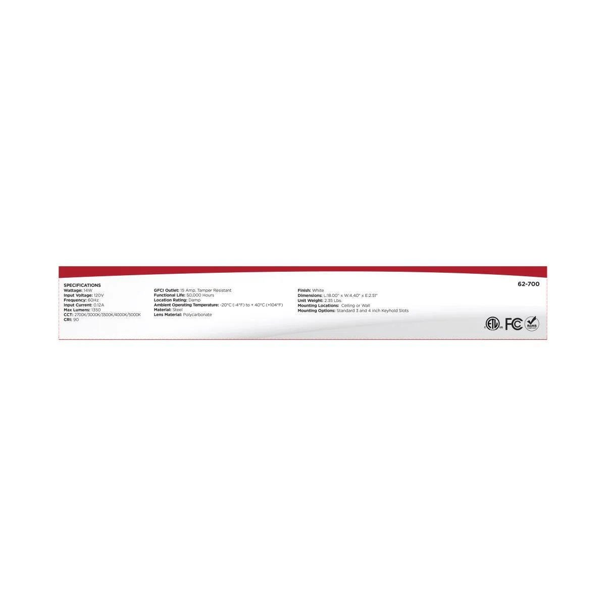 18 Inch LED Ceiling Wrap Light, 1391 Lumen Max, 14W, CCT Selectable, 120-277V - Image 7