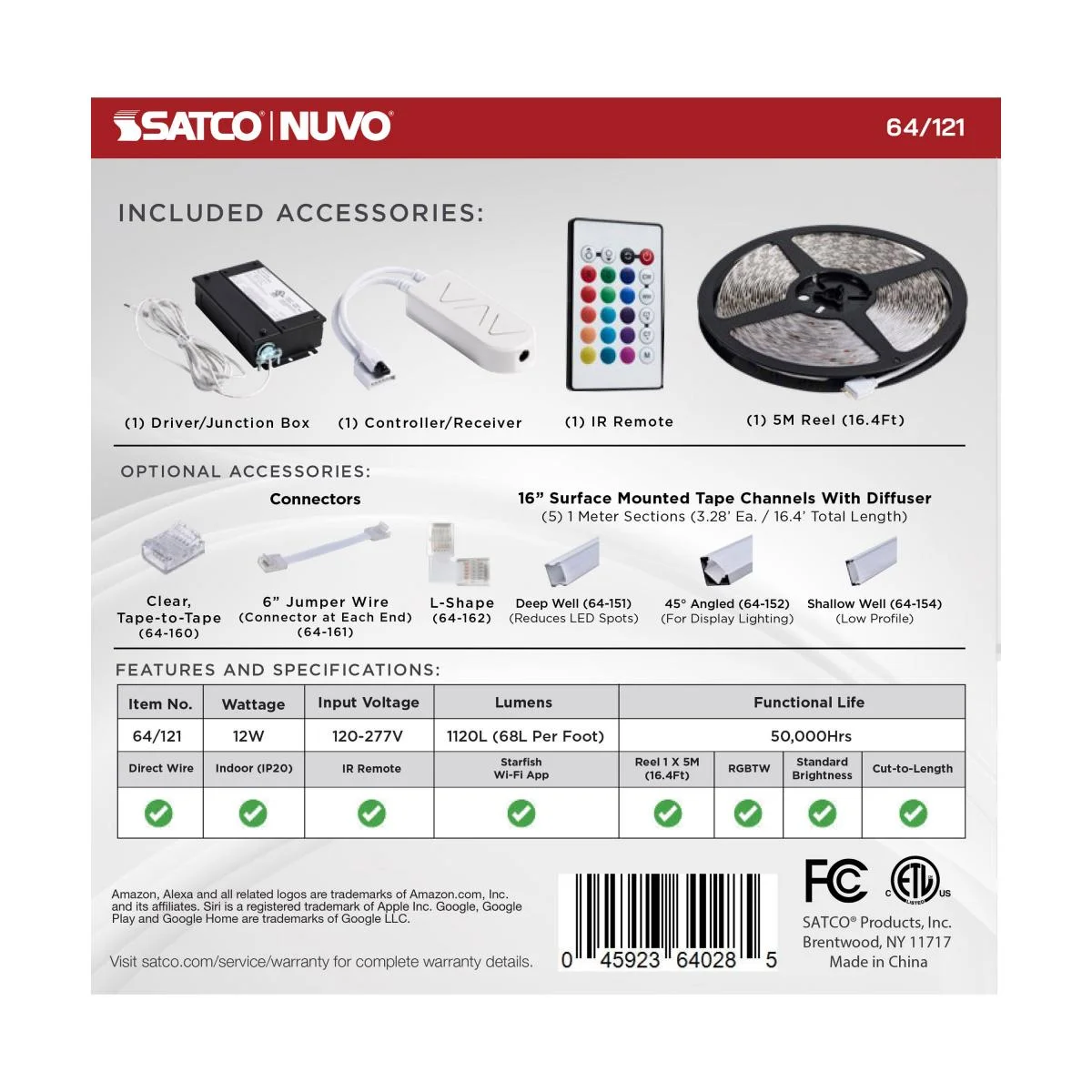 Dimension Plus, Tape Light Strip Light, 16 ft, RGB plus Tunable White, J-Box connection, Starfish IOT Capable, IR Remote Included - Image 14