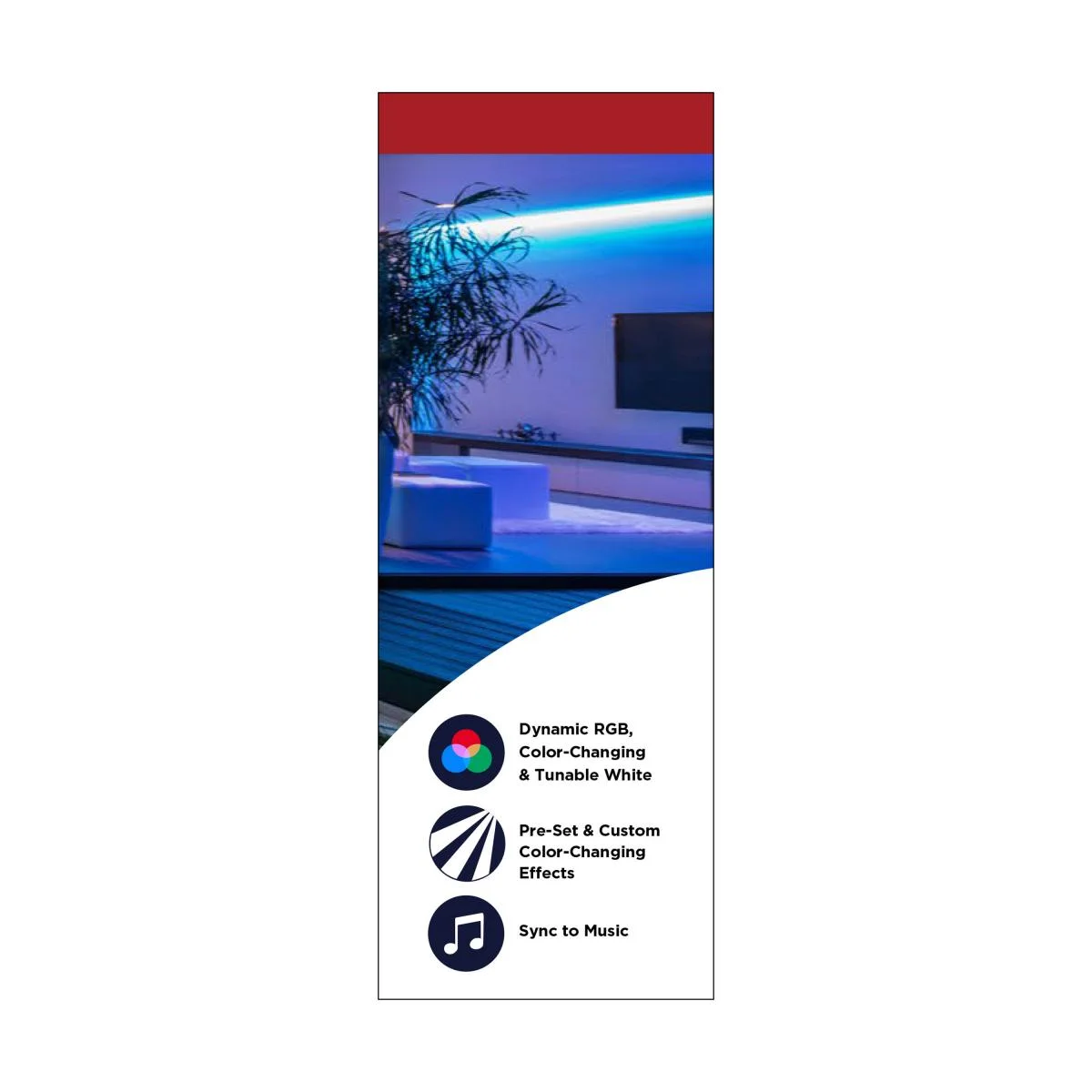 Dimension Plus, Tape Light Strip Light, 16 ft, RGB plus Tunable White, J-Box connection, Starfish IOT Capable, IR Remote Included - Image 15