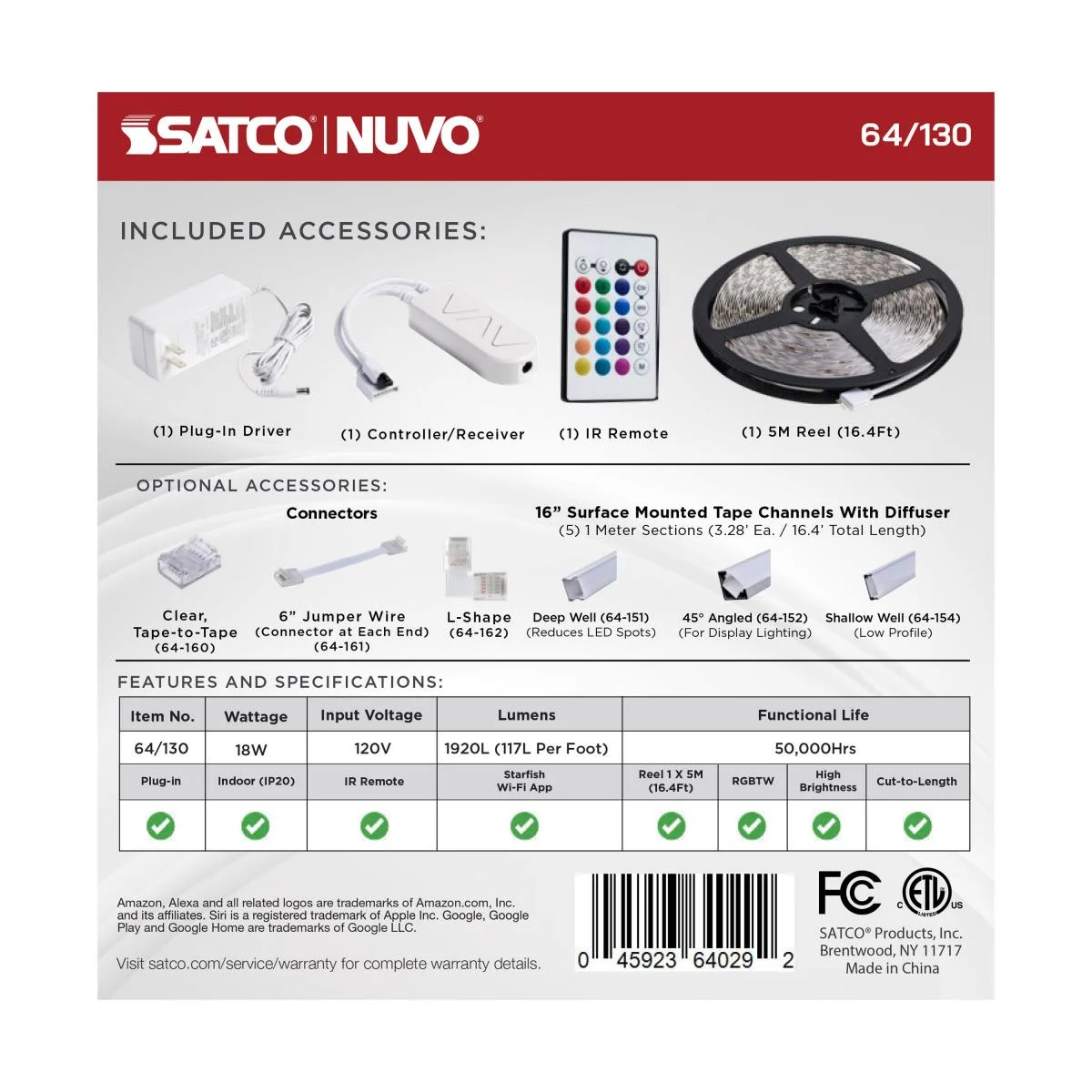 Dimension Pro, Tape Light Strip, 16 ft, Hi-Output, RGB plus Tunable White, Plug connection, Starfish IOT Capable, IR Remote Included - Image 12