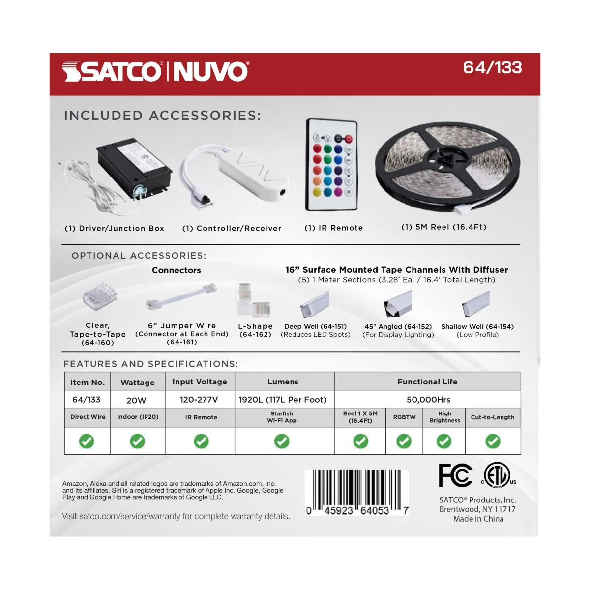 Dimension Pro, Tape Light Strip, 16 ft, Hi-Output, RGB plus Tunable White, J-Box connection, Starfish IOT Capable, IR Remote Included - Image 12