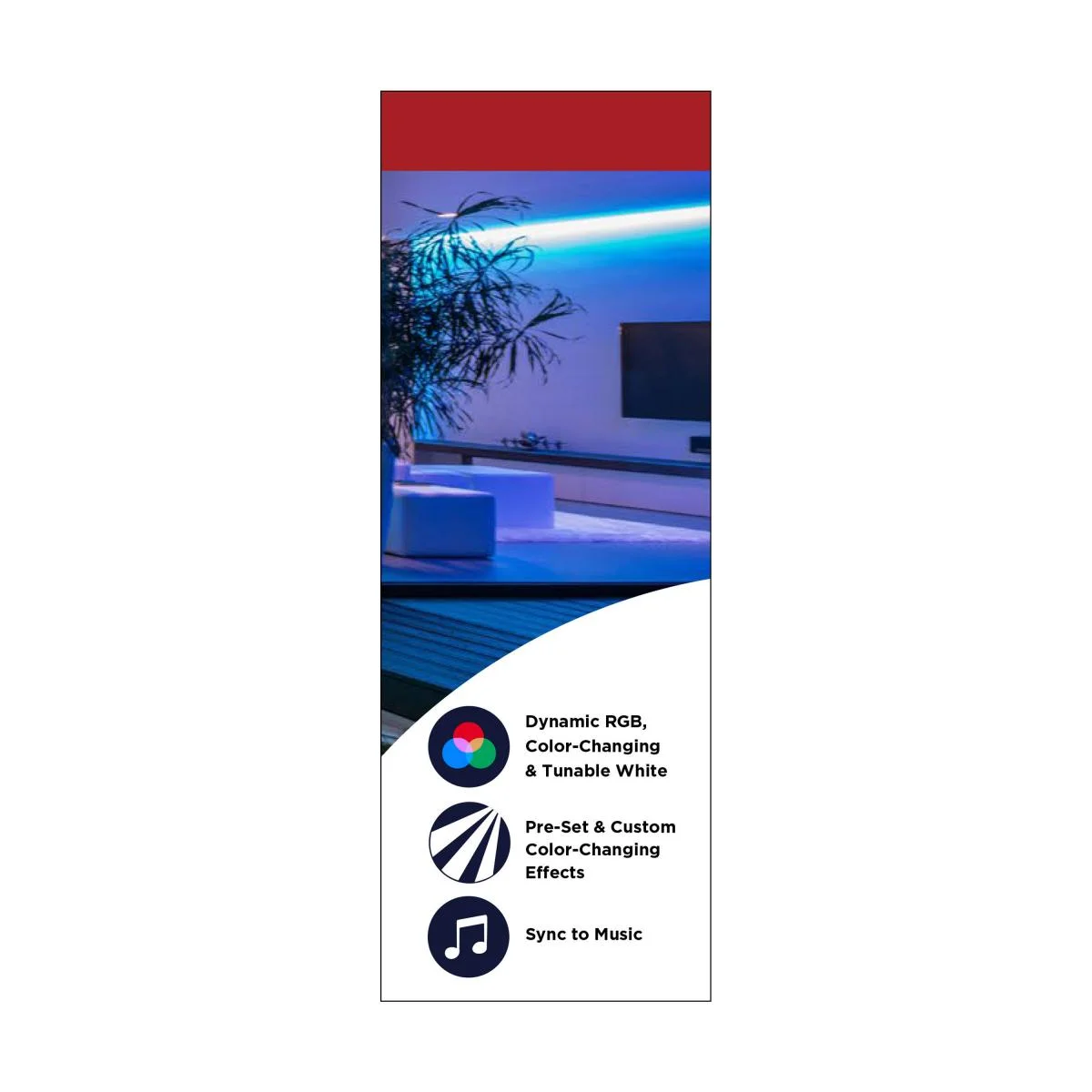 Dimension Pro, Tape Light Strip, 16 ft, Hi-Output, RGB plus Tunable White, J-Box connection, Starfish IOT Capable, IR Remote Included - Image 13