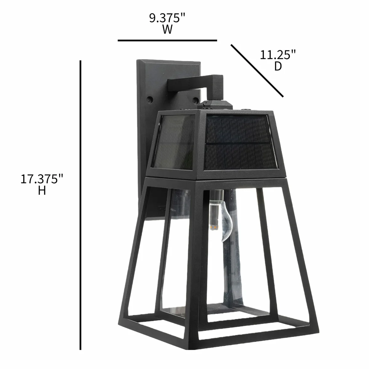 Aria LED Solar Wall Light, 150 Lumens, 5.6W, 3.2V, 2700K CCT, Black Finish - Image 9