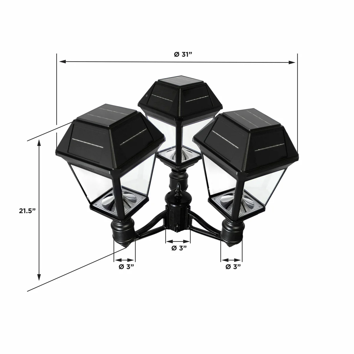 Gama Sonic Imperial III Commercial Solar Triple Post Light, 900 Lumens, CCT Selectable 2700K/6000K - Image 4