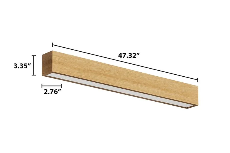 4 FT LED Direct/Indirect Suspended Linear Fixture, 5500 Lumen Max, Wattage and CCT Selectable, 120-277V, Natural or Teak Wood Finish - Image 4