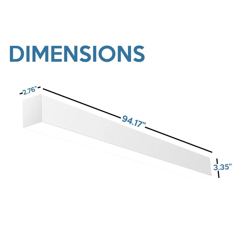 8 FT LED Linear Fixture, 9600 Lumen Max, 80W, CCT Selectable, 120-277V, White or Silver Finish - Image 5