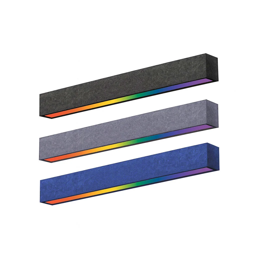 8FT LED RGBW Acoustic Linear Fixture, 9600 Lumen Max, 80W, CCT Selectable, 120-277V, Dark Gray, Gray, or Royal Blue Finish