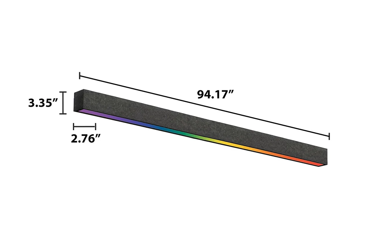 8FT LED RGBW Acoustic Linear Fixture, 9600 Lumen Max, 80W, CCT Selectable, 120-277V, Dark Gray, Gray, or Royal Blue Finish - Image 4