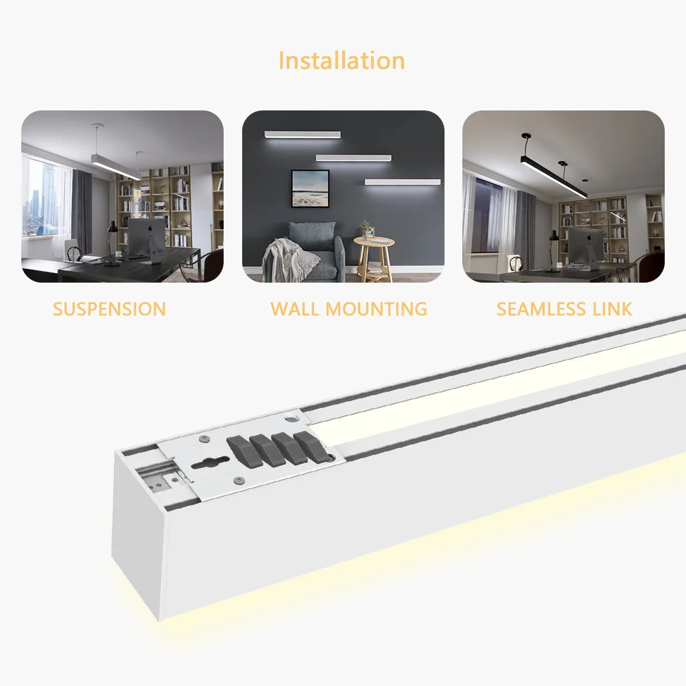 8 FT LED Direct/Indirect Suspended Linear Fixture, 13800 Lumens, Wattage and CCT Selectable, 120-277V, Black, White or Silver Finish - Image 9