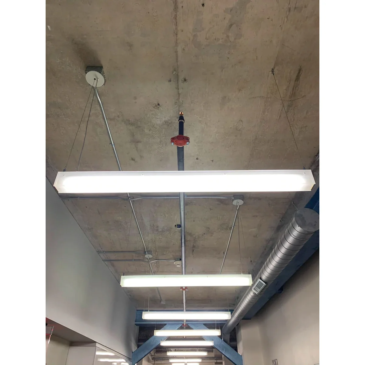 8 FT Linear Suspended LED Beam, 9200 Lumen Max, 80W, CCT Selectable, 0-10V Dimmable, 120-277V, Transparent Frosted Housing, Power Feed Cable Included - Image 7