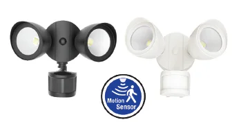 Double Head Security Flood Light, 1400 Lumens, 20W, 3000K or 5000K, 120V, Motion Sensor Included, Black or White Finish - Image 4