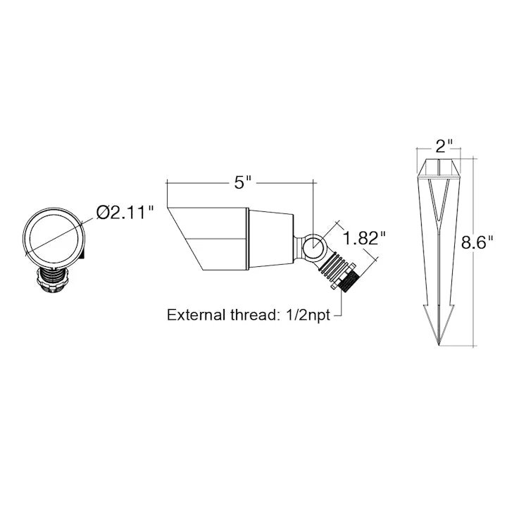 Landscape Bullet Light - MR-16: Style 2 Modern, 12V, Oil Rubbed Bronze or Matte Black - Image 5