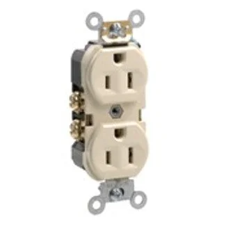 Commercial Spec Grade Duplex Receptacle, 15 Amp, 125V (White, Gray, Black, Ivory, Light Almond, Brown)