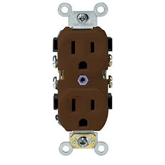 Commercial Spec Grade Duplex Receptacle, 15 Amp, 125V (White, Gray, Black, Ivory, Light Almond, Brown) - Image 2